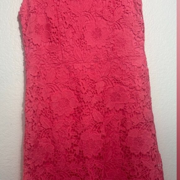 Ryan Michelle Coral Pink Sleeveless Cut Lace Dress Sheath Back Zipper Lined Exlg - Picture 6 of 9